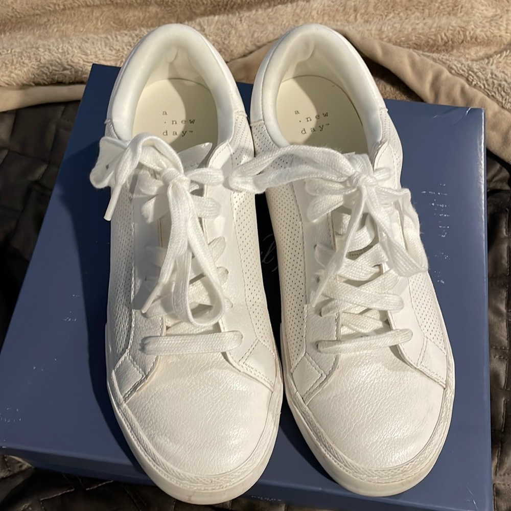 a new day white sneakers